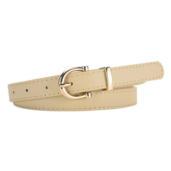 SWSMCLT Women's Faux Leather Belt Fashion D Ring Spring Winter Fall Adjustable Belts Skinny Belt For Dress Beige X-Small-Large
