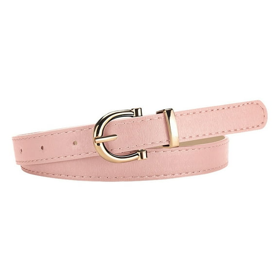 SWSMCLT Women's Faux Leather Belt Fashion D Ring Spring Winter Fall Adjustable Belts Skinny Belt For Dress Pink X-Small-Large
