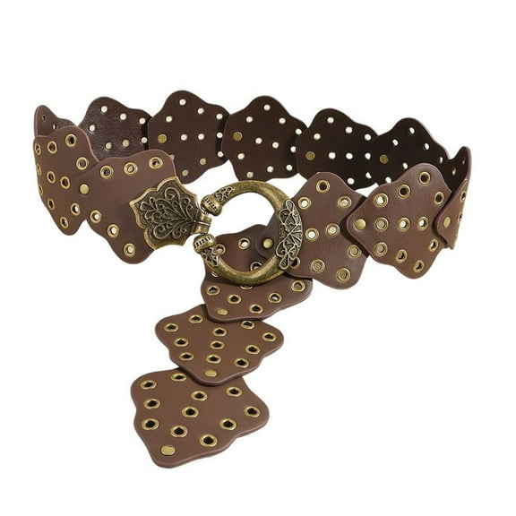 SWSMCLT Women's Faux Leather Belt For Dress Buckle Vintage Metal Buckle Fashion Fall Belt Medieval Adjustable Belts Red Large-X-Large