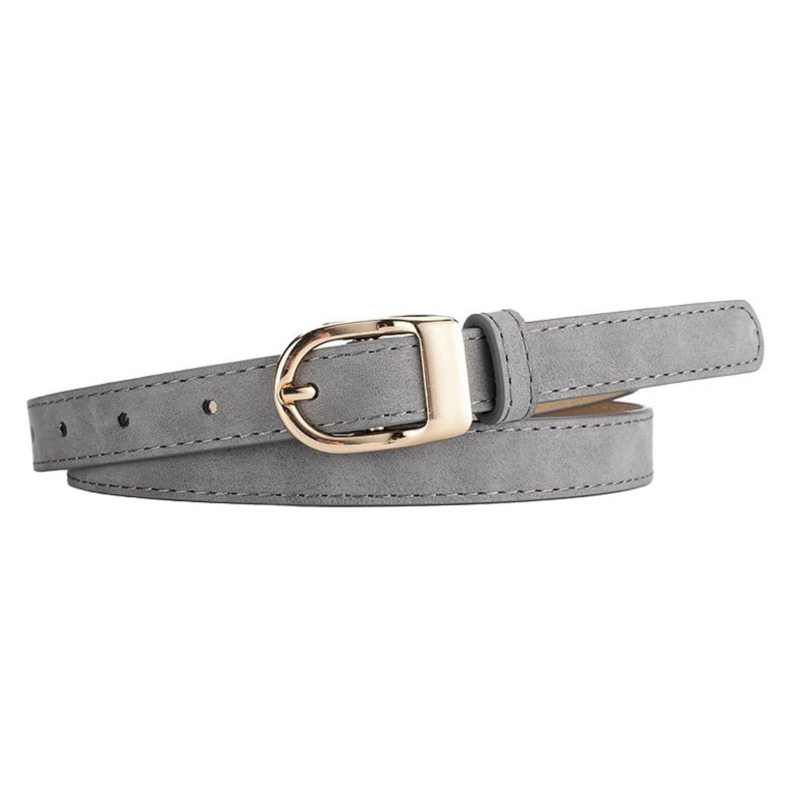 Grey leather thin belt with metal clasp Buy Grey Leather Belt | Men main image 3