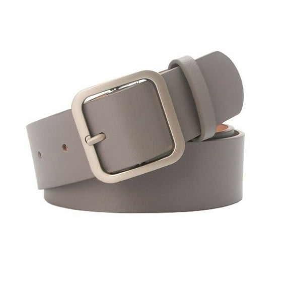 SWSMCLT Women's Faux Leather Belt For Dress Fall Adjustable Belts Fashion Belt Buckle Elegant Square Metal Buckle Grey X-Small-Large