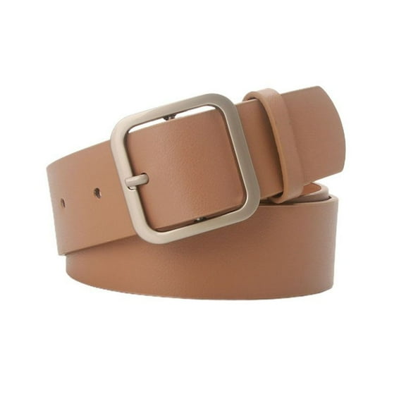 SWSMCLT Women's Faux Leather Belt For Dress Fall Adjustable Belts Fashion Belt Buckle Elegant Square Metal Buckle Khaki X-Small-Large