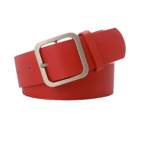 SWSMCLT Women's Faux Leather Belt For Dress Fall Adjustable Belts Fashion Belt Buckle Elegant Square Metal Buckle Red X-Small-Large