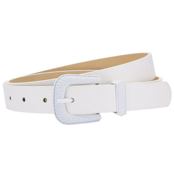 SWSMCLT Women's Faux Leather Belt For Dress Fall Basic Belt Loops Adjustable Belts Buckle Belt Fashion Summer White X-Small-Large
