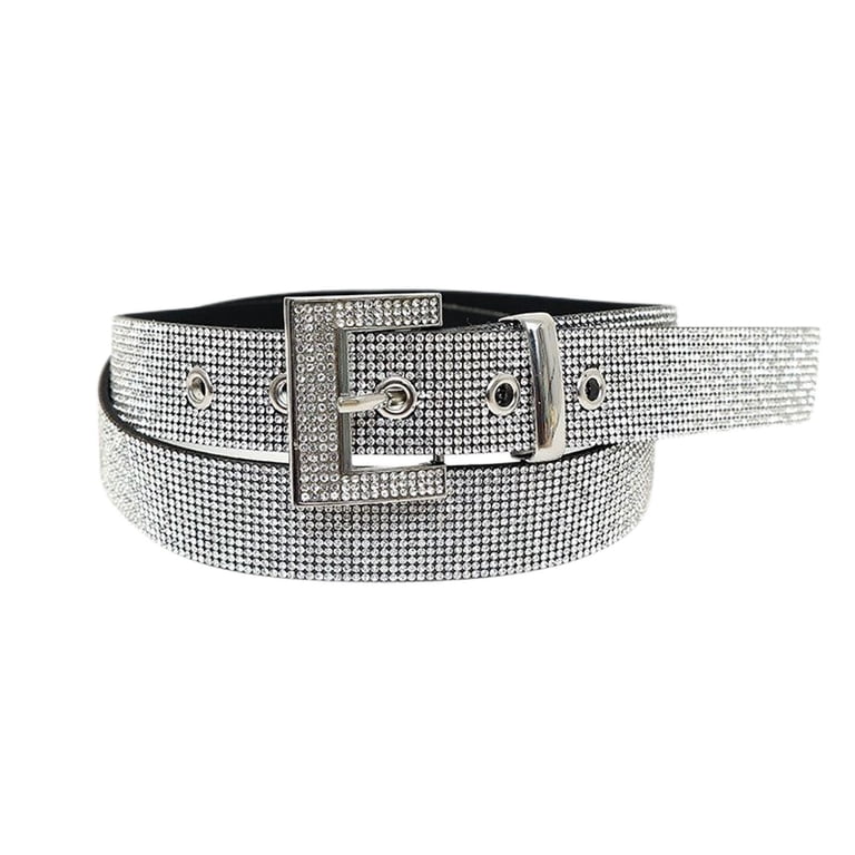 PU Belt Rhinestone Pearl Buckle Single-Pin Metal for Dresses Pants Allegra K Womens Pearl Waistband Skinny Leather Adjustable  main image 4