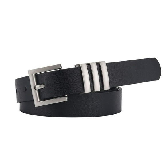 SWSMCLT Women's Faux Leather Belt For Dress Metal Buckle Fall Summer Skinny Groove Belt Metal Belt Travel Silver Black X-Small-Large