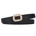 thumbnail image 1 of SWSMCLT Women's Faux Leather Belt For Dress Metal Buckle Medium Square Luxury Spring Summer Metal Belt Fashion Black Fit Waist 25“-37”, 1 of 4