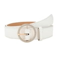 thumbnail image 1 of SWSMCLT Women's Faux Leather Belt For Dress Summer Chunky Belt Metal Belt Rhinestone Beaded Shimmer Buckle Metal Spring White One Size, 1 of 1