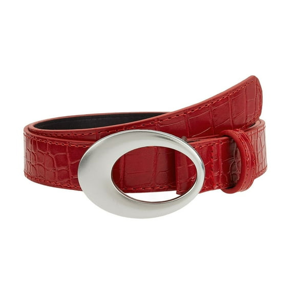 SWSMCLT Women's Faux Leather Belt For Dress Summer Work Winter Adjustable Belts Metal Belt Fashion Buckle Red Small-Large