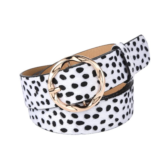 SWSMCLT Women's Faux Leather Belt For Dress Wide Metal Buckle Fashion PU Belt Metal Spring Polka Dots One Size