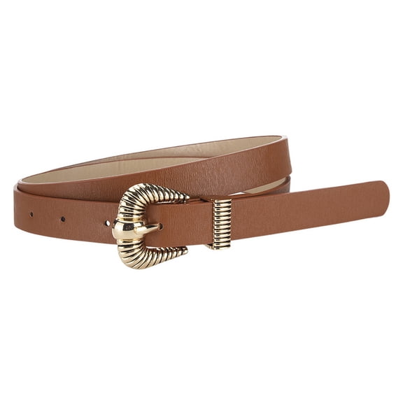 SWSMCLT Women's Faux Leather Belt Metal Belt For Dress Buckle Skinny Casual Summer Date Night Adjustable Belts Umber X-Small-Large