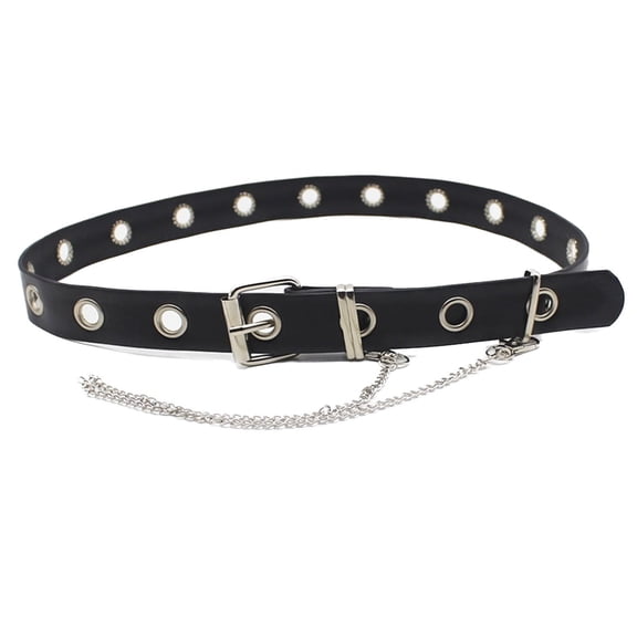 SWSMCLT Women's Faux Leather Belt Metal Buckle Basic Steampunk Medium Metal Buckle Wide Square Riding Casual Style2 Small-Large