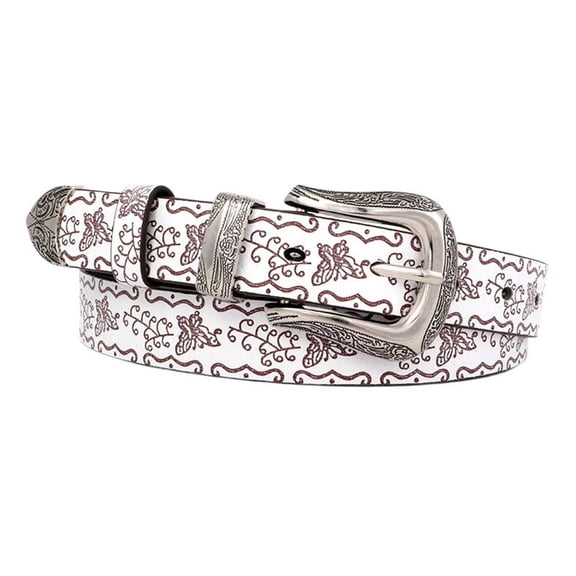 SWSMCLT Women's Faux Leather Belt Metal Renaissance Buckle Vintage D Ring Work Adjustable Belts Medieval White Small-Large