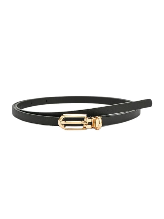 Women's Faux Leather Belt Skinny Belt For Dress Fashion D Ring Buckle Casual Fall Slimming Regular Fit Black Fit Waist 25“-37”