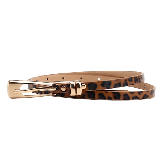 SWSMCLT Women's Faux Leather Belt Skinny Belt For Dress Metal Buckle Leopard Metal Buckle Fashion Travel Regular Fit Casual One Size