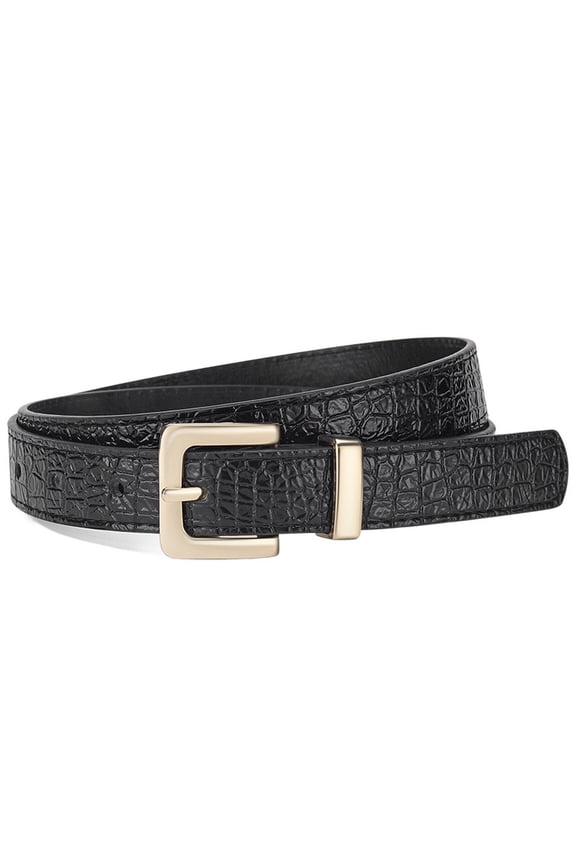Women's Faux Leather Belt Skinny Winter Spring Square Belt For Dress Adjustable Belts Metal Fashion Black X-Small-Large