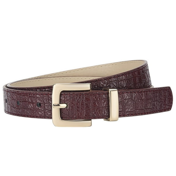 SWSMCLT Women's Faux Leather Belt Skinny Winter Spring Square Belt For Dress Adjustable Belts Metal Fashion Red X-Small-Large