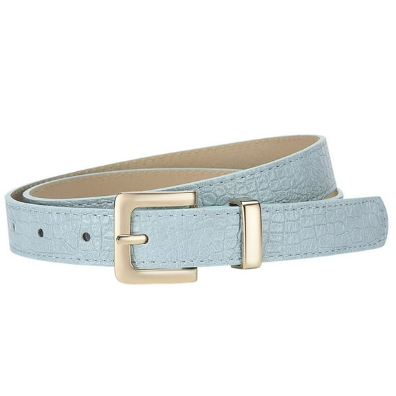 SWSMCLT Women's Faux Leather Belt Skinny Winter Spring Square Belt For Dress Adjustable Belts Metal Fashion Sky Blue X-Small-Large
