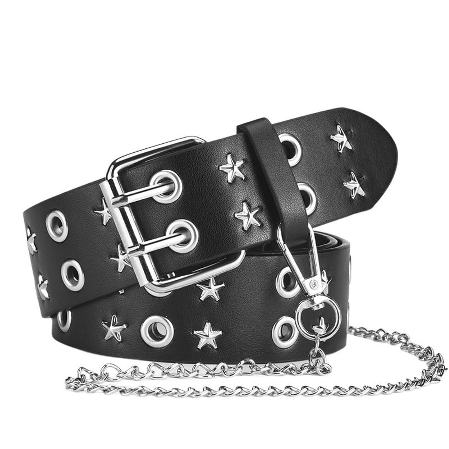 SWSMCLT Women's Faux Leather Belt Studded Travel Gothic Grommet