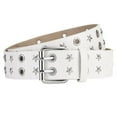 thumbnail image 1 of SWSMCLT Women's Faux Leather Belt Studded Travel Gothic Grommet Fashion Adjustable Belts Groove Belt Metal White X-Small-X-Large, 1 of 2