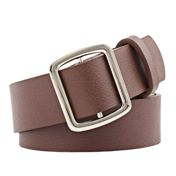 SWSMCLT Women's Faux Leather Belt Travel Square Fall Summer Metal Adjustable Fashion Ratchet Belt Brown X-Small-Large