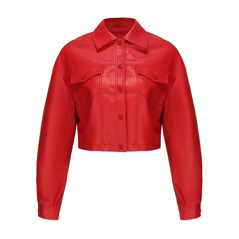 SWSMCLT Women's Faux Leather Jacket Motorcycle Vintage