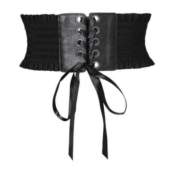 SWSMCLT Women's Faux Leather Renaissance Cinch Belt Vintage Fall Thick Slim Casual Belt For Dress Corset Belt Fashion Black X-Small-Large