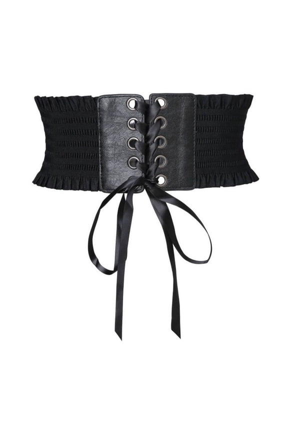 Women's Faux Leather Renaissance Cinch Belt Vintage Fall Thick Slim Casual Belt For Dress Corset Belt Fashion Black X-Small-Large