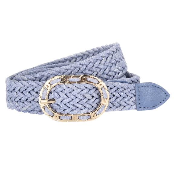 SWSMCLT Women's Faux Leather Web Belt Buckle Braided Belt Metal Braided Metal Buckle Fashion Spring Webbing Belts Blue X-Small-Large