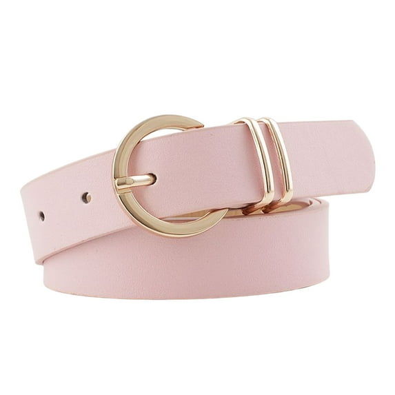 SWSMCLT Women's Faux PU Leather Belt For Dress Fashion Jeans Belts with O-Ring Buckle Wide Belt Metal Buckle Modern Buckle Pink One Size