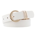 thumbnail image 1 of SWSMCLT Women's Faux PU Leather Belt For Dress Fashion Jeans Belts with O-Ring Buckle Wide Belt Metal Buckle Modern Buckle White One Size, 1 of 1