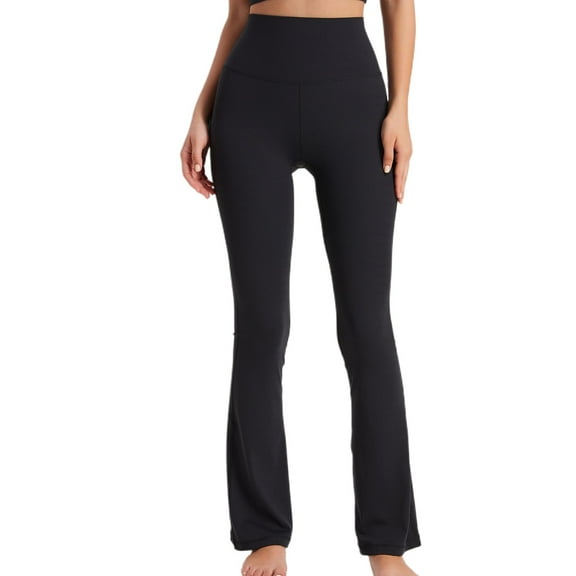 SWSMCLT Women's Flares Yoga Pants Workout Bell Soft Elastic Waist Casual Pants Sweatpants High Waisted Boot Cut Black Medium