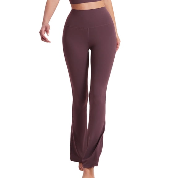SWSMCLT Women's Flares Yoga Pants Workout Bell Soft Elastic Waist Casual Pants Sweatpants High Waisted Boot Cut Dark Purple Large