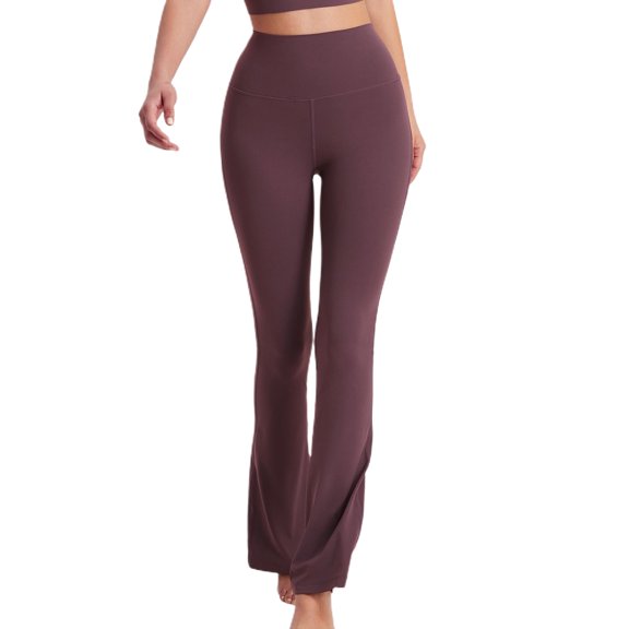 SWSMCLT Women's Flares Yoga Pants Workout Bell Soft Elastic Waist Casual Pants Sweatpants High Waisted Boot Cut Dark Purple Small