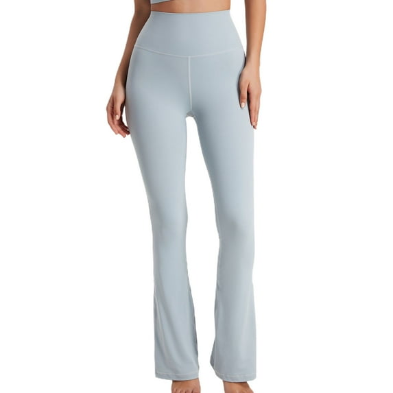 SWSMCLT Women's Flares Yoga Pants Workout Bell Soft Elastic Waist Casual Pants Sweatpants High Waisted Boot Cut Light Blue Large