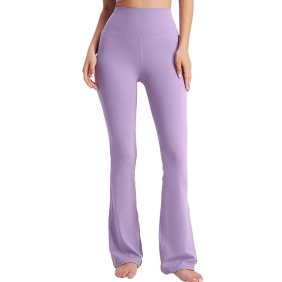 SWSMCLT Women's Flares Yoga Pants Workout Bell Soft Elastic Waist Casual Pants Sweatpants High Waisted Boot Cut Purple Medium
