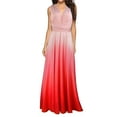 thumbnail image 1 of SWSMCLT Women's Formal Sexy Maxi Dress V Neck Evening Gown Criss Cross Tie Up Backless Prom Homecoming Hoco Gradient Wedding Cocktail Bridesmaid Long Dresses Pink X-Large, 1 of 4