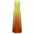 thumbnail image 1 of SWSMCLT Women's Formal Sexy Maxi Dress V Neck Evening Gown Criss Cross Tie Up Backless Prom Homecoming Hoco Gradient Wedding Cocktail Bridesmaid Long Dresses Yellow Large, 1 of 2