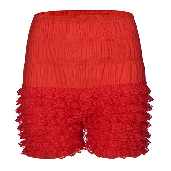 SWSMCLT Women's Frilly Booty Shorts Summer Underwear Ruffle Halloween Shorts Bloomers Outfit Ruffled Tiered Dance Elastic Waist Red Medium
