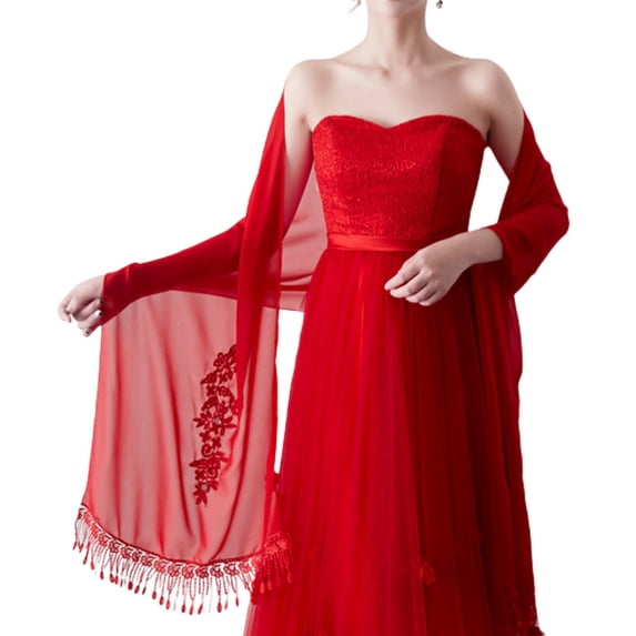 SWSMCLT Women's Fringe Pashmina Winter Shawl Open Front Semi Formal Pashmina Shawl Wedding Fall Elegant Cozy Red One Size