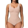 thumbnail image 1 of SWSMCLT Women's Full Body Shaper Shapewear Bodysuit Slim Thigh Slimmer Seamless Pad Padded Tummy Control Waist Trainer Tops Firm Compression Garment Nude Medium, 1 of 5