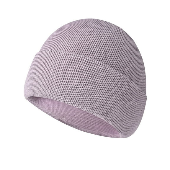 SWSMCLT Women's Full Cotton Beanie Hat Knit Beanie 2025 Pull On Comfy Spring Winter Gorro Basic Cold Weather Purple One Size