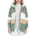 thumbnail image 1 of SWSMCLT Women's Fuzzy Hoodie Thermal Long Sleeve Outerwear Fashion Winter Fleece Jacket Full Zip Drawstring Soft Fall Cute Green Medium, 1 of 1