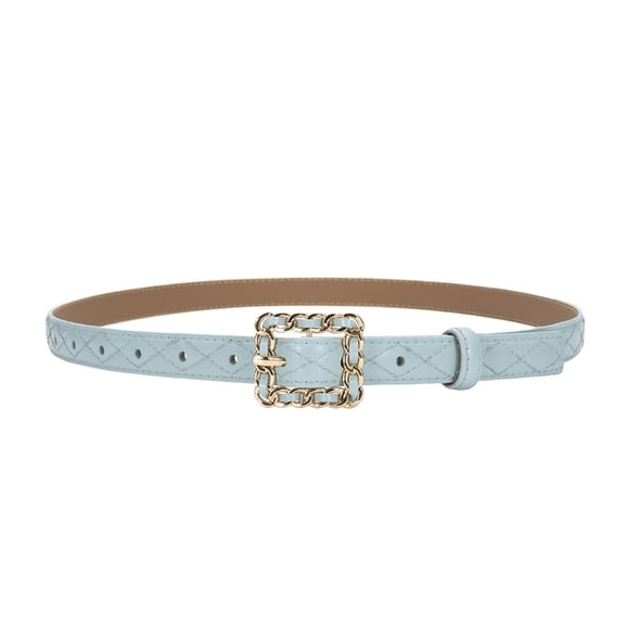 SWSMCLT Women's Genuine Leather Belt For Dress Buckle Belt Fashion Casual Summer Metal Buckle Winter Adjustable Belts Blue X-Small-Large