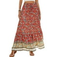 thumbnail image 1 of SWSMCLT Women's Gypsy Skirt Pleated Mid Rise Spring Aline Button Casual Elastic Ankle Length Summer Elastic Waist Red 10-12, 1 of 5