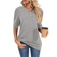 thumbnail image 1 of SWSMCLT Women's Half Sleeve Sweatshirt Casual Spring Tunic Shirts Slim Fit Top Puff Sleeve Tshirt Crew Neck Fall Grey Large, 1 of 4