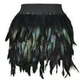thumbnail image 1 of SWSMCLT Women's Halloween Tutu Skirts Mardi Gras Feather Skirt Iridescent Belly Dance Mini Tulle Fringe Gothic Skirt Black Small, 1 of 1