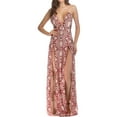 thumbnail image 1 of SWSMCLT Women's High Slit Maxi Dress Deep Homecoming Hoco Long Evening Gown Floral Slit Wedding Sexy V Neck Backless Sequin Cocktail Bridesmaid Party Full-Length Red 10, 1 of 5