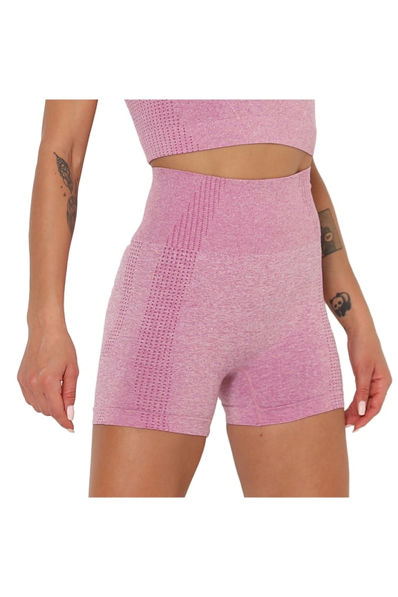 Women's High Waist Biker Shorts Yoga Legging Shorts Athletic Buttery Soft Seamless Thigh Workout Tummy Control Gym Slim Fit Compression Running Sports Pink Medium