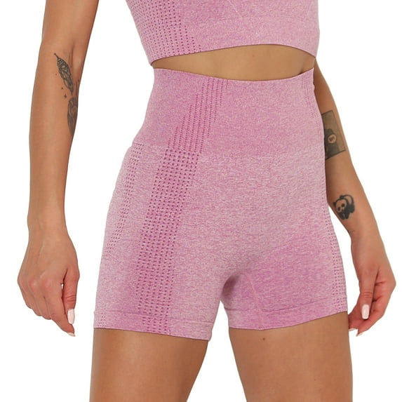 SWSMCLT Women's High Waist Biker Shorts Yoga Legging Shorts Athletic Buttery Soft Seamless Thigh Workout Tummy Control Gym Slim Fit Compression Running Sports Pink Medium